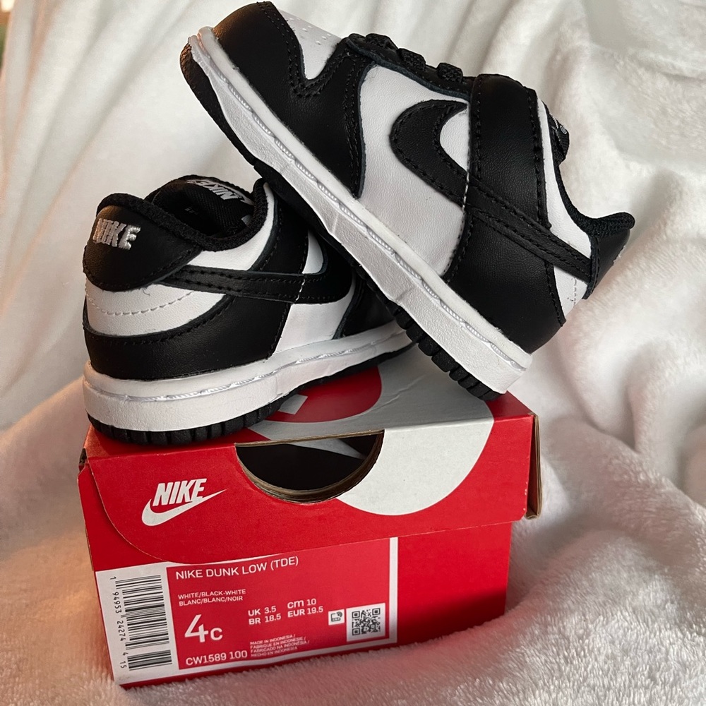Brand new Nike Dunk low. White/Black-White (Pandas). Size 4C baby/toddler.